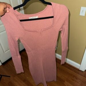 Pink Ribbed Knit Dress